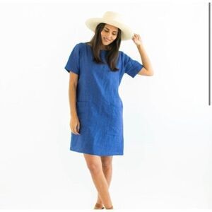 Sotela Magnolia Blue Linen Shift Dress Size 1